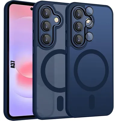 Image de Coque pour Samsung Galaxy A37 5G, avec Anneau Magnétique et Vitre Caméra - Bleu Marine