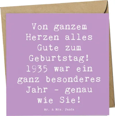 Produktbild von Mr. & Mrs. Panda Klappkarte Spruch 1935 Geburtstag - Lavendeltraum - Geschenk, alles Gute zum, Geburtstagsgeschenk, Happy Birthday, Grußkarte, Glückwunsch, doppelkarte