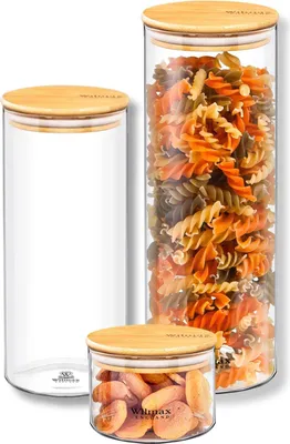 Produktbild von Wilmax Vorratsglas Set mit Bambusdeckel 3er Set WL-888501/A-507/A-510/A