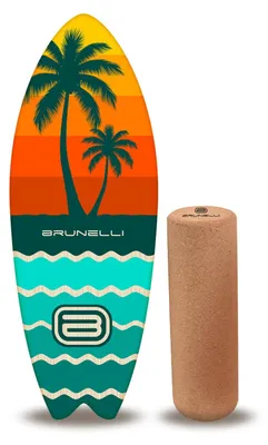 Immagine prodotto di Set Balance Board Brunelli Balance board in legno e rullo in sughero Allenamento dell'equilibrio - Contenuto: rullo in sughero + Surfer 87 cm