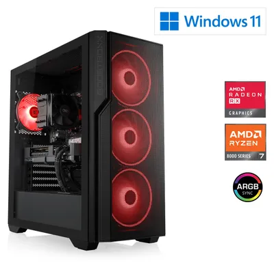 Produktbild von Gaming PC, AMD Ryzen 7 8700F, 4100 MHz, Radeon RX 9070, 32 GB DDR5, 1000 GB, Windows 11 Home, USB 3.2 | M12250H