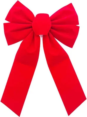 Produktbild von Große rote Samt-Weihnachtsschleife 23x33 cm, Weihnachtsbaumschmuck, Kaminschmuck, Türkranz, Festtagsdekoration