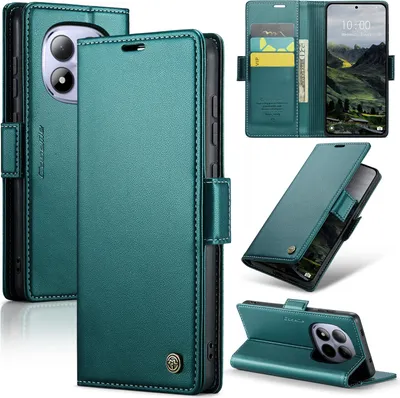 Obrázek produktu pro Pouzdro pro Xiaomi Redmi Note 15 Pro 4G, RFID Blokování Karet, Pokročilé Flip Kožené Pouzdro s Funkcí Stojánku zelené