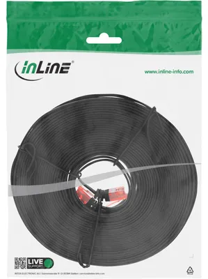 Produktbild von InLine Patchkabel flach, U/UTP, Cat.6, schwarz, 7m, 7 m, Cat6, U/UTP (UTP), RJ-45, RJ-45, Schwarz