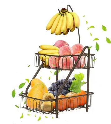 Produktbild von Obstkorb 2 Etagen - Bronze Obstkorb mit Bananenhalter