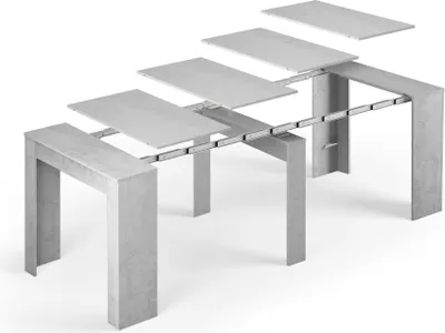 Produktbild von Kulissen-Esstisch >EXTENSIBLE< ausziehbar bis 237cm, Zementgrau Nachbildung - 90/237x78x51 (BxHxT)