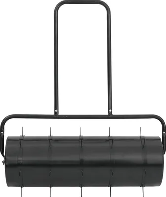 Image de vidaXL Rouleau à gazon avec pinces d'aération à tirer Noir 63 L fer et acier