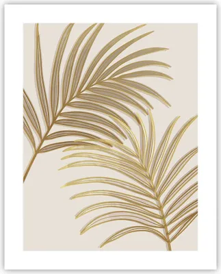 Produktbild von Poster - Poster ohne Rahmen - Golden Blätter Palmen - 40x50 cm - Wand Bild - Wanddeko - Wandbilder - Kunstposter - Wandposter - Bilder - Kunstdruck - Wanddekoration - Wandbild - P2XPA40x50-4738