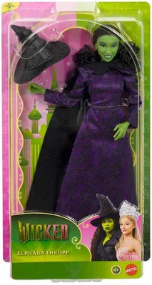 Produktbild von Mattel Universal Pictures Wicked Elphaba Thropp-Modepuppe in abnehmbarem, vom Film inspirierten Outfit, Modepuppe, Weiblich, 4 Jahr(e), Mädchen, 300 mm, Mehrfarbig