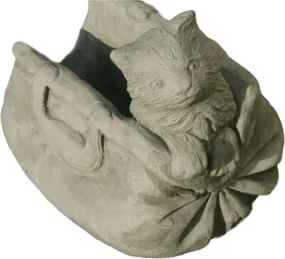 Produktbild von Steinfiguren Horn Tasche mit Katze zum Bepflanzen aus Steinguss, Frostfest Witterungsbeständig und Neu, SU-713