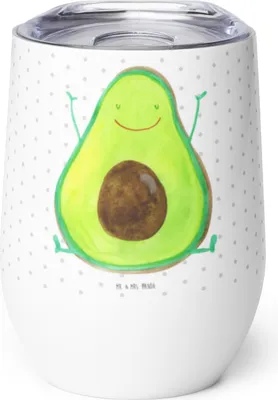 Produktbild von Mr. & Mrs. Panda thermosbecher Avocado Glücklich - Weiß - Geschenk, kaffee tasse, Thermo Becher, Thermobecher, edelstahl isolierbecher, Frucht, Freude, Chaos