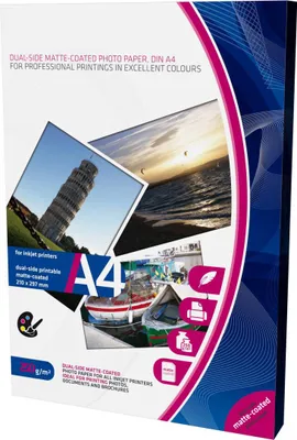 Produktbild von 250 Blatt Fotopapier / DIN A4 / beidseitig matt / 250g/m²