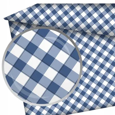 Produktbild von Designpremium Bettlaken blau weiß kariert Baumwolle 160x200 cm