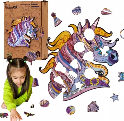 Zdjęcie produktu dla Puzzle Drewniane Układanka Jednorożec Kucyk Koloro Pua4-00707