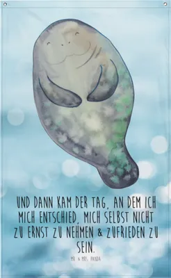 Produktbild von Mr. & Mrs. Panda Wandteppich Seekuh Happy - Oceanblue - Geschenk, Selbstliebe, Achtsamkeit, Wandbild, Hängedeko, Tapestry, Neustart, Meer, Freundin, Liebeskummer, Gobelin