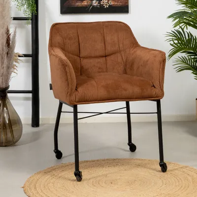 Produktbild von Bronx71 Esszimmerstuhl Mace Cord mit Rollen cognac