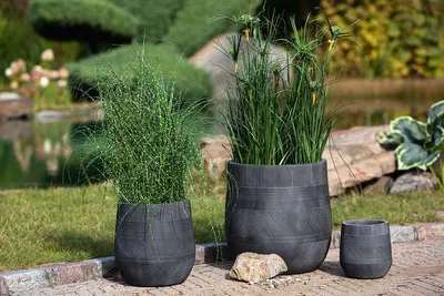 Produktbild von Gilde 3er Set Pflanztöpfe "Invaco" Fiberglas grau 99291