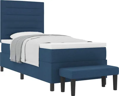 Produktbild von Boxspringbett mit Kopfteil Blau 80 x 200 cm Stoff