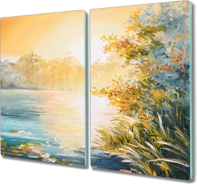 Produktbild von Coloray Hackbrett Küchenbrett Kochplattenabdeckung Schneidebrett Herdabdeckplatte 2x30x52 cm - See Natur