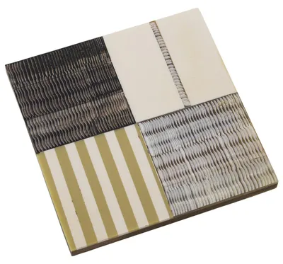 4er-Set Untersetzer aus Kunstharz, Grün/Weiß, 10x10x0,8 cm