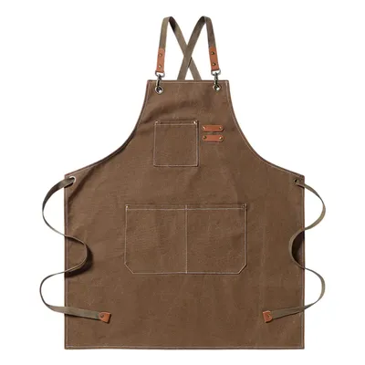 Produktbild von Kochschürze Herren Damen, Grillschürze Küchenschürze mit 2 Taschen, Braun