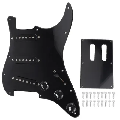 Image de Kit de micros avec plaque de protection noire à 7 bandes et potentiomètres – Accessoires pour guitares électriques