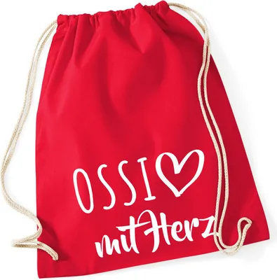Produktbild von Huuraa Turnbeutel Ossi mit Herz 12 Liter Classic Red Baumwolle Rucksack Geschenkidee