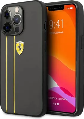 Produktbild von Ferrari iPhone 13 Pro Max Back cover case - Lines Grey - Yellow