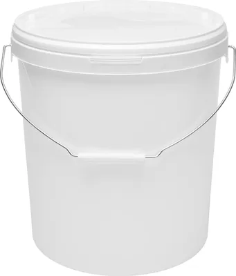 Produktbild von Garronda Eimer mit Deckel, 30 Liter mit Metallhenkel, 50 Stück, für die Lagerung von Lebensmittel- und Chemischen Produkten Weiß GD-0071