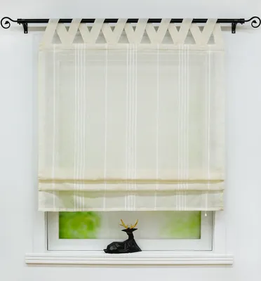 Produktbild von Delien Raffrollo mit Schlaufen Raffgardinen Schlaufenrollo Leinenoptik geräuschlose Gleiten Halbtransparent Beige BxH 140x140 cm