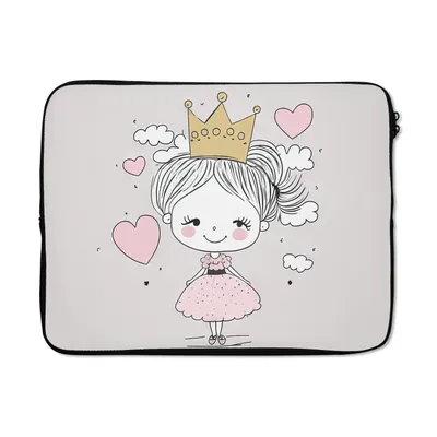 Produktbild von MuchoWow® Laptop Hülle 17 Zoll Laptoptasche Prinzessin - Krone - Rosa - Mädchen - Pastell - Zipper - Schutzabdeckung
