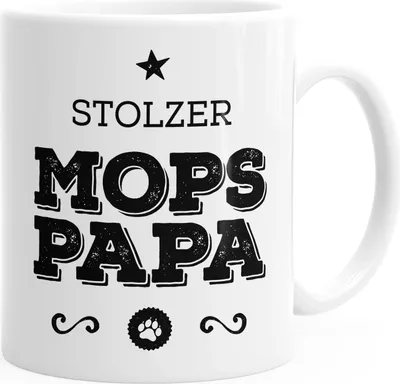 Produktbild von Kaffee-Tasse Stolzer Mops Papa Mops Besitzer Hundebesitzer MoonWorks® weiß unisize