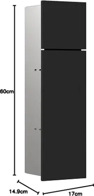 Produktbild von Schwarzes Badezimmerelement mit Toilettenpapierhalter und Push-To-Open