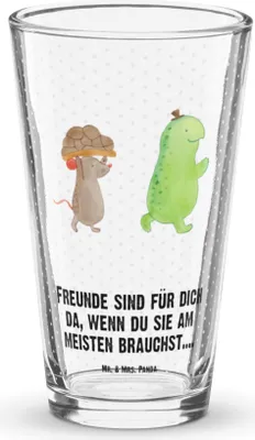 Produktbild von Mr. & Mrs. Panda Glas Schildkröte Maus - Transparent - Geschenk, Beste Freunde, Trinkglas, Shaker, Freundin, Pintglas, Tumbler, Bierglas