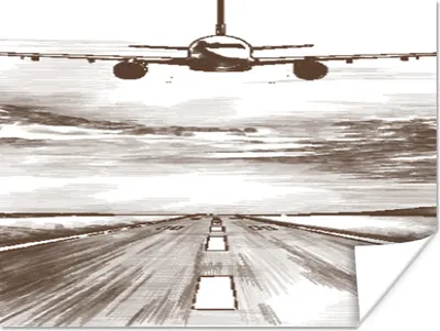 Produktbild von MuchoWow® Poster Flugzeug - Luft - Schwarz - Weiß 40x30 cm - Plakate für die Wände - Poster Wohnzimmer