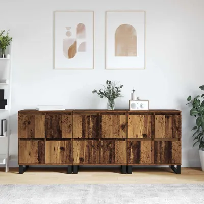 Zdjęcie produktu dla Komoda vidaXL, 3 sztuki, imitacja drewna, 60 x 35 x 70 cm