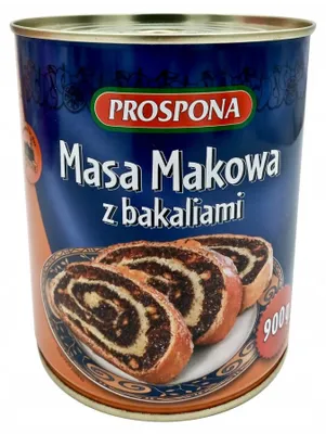 Zdjęcie produktu dla Masa makowa z bakaliami 900 g do ciast, drożdżówek gotowa masa Prospona