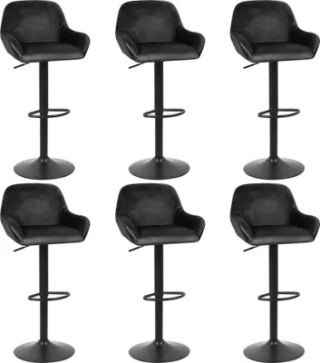 Produktbild von 6er Set Barhocker|-höhenverstellbar Hocker Barstuhl|Flanellhocker Schwarz