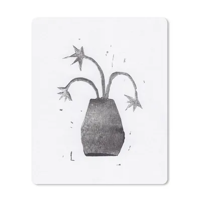 Produktbild von MuchoWow® Mauspad Mousepad Pflanze - Vase - Schwarz - Weiß - Blume 19x23 cm - Mousepads - Maus Mat - Pad - Mausunterlage - Mauspads - Spielen