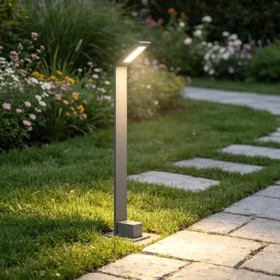 Produktbild von Mai & Mai Pollerleuchte Außen IP65 Wegeleuchten für Garten, 3000K Aussenleuchte, 128x98x808mm Außenlampe Standleuchte Sandgrau dunkel 6W Pfadfinder