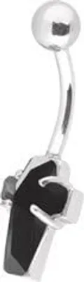 Produktbild von Bauchnabel Stahl Piercing PRONG SET Zirkonia Stein Kreuz BBZ-CR12.Schwarz
