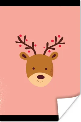 Produktbild von MuchoWow® Poster Rentier - Weihnachten - Rosa - Winter 60x90 cm - Wanddekoration
