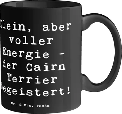 Produktbild von Mr. & Mrs. Panda Kaffeebecher Spruch Cairn Terrier - Schwarz - Geschenk, bewegungsfreudig, Hunderassen, Becher, Hunde, neugierig, Tasse, schottische Hunderasse, lebhaft