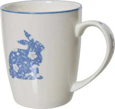 Produktbild von Tasse 10cm Porzellan mit Hasenmotiv Weiß / Blau
