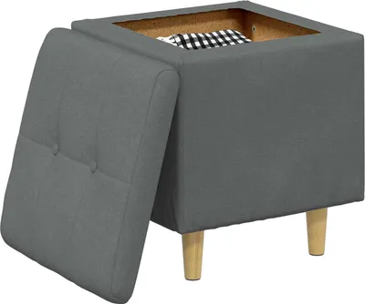 Produktbild von (Robust Möbel)Hocker/Aufbewahrungsottomane - CLORIS - Sitzbank mit Stauraum - Robust und langlebig - Dunkelgrau 40x40x45cm Stoff - Barhocker NeuMöbel5109014