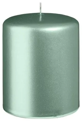 Produktbild von Stumpenkerzen Metallic Matt Candy Green 100 x Ø 80 mm, 12 Stück