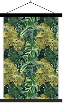 Produktbild von MuchoWow® Textilposter Tropisch - Grün - Blatt 40x60 cm mit schwarzem Rahmen - Wanddekorationen
