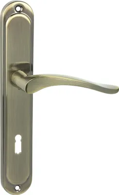 Produktbild von DOMINO Türgriff 72 Drückergarnitur BB-Buntbart Set | Langschildgarnitur | Türklinke für Zimmertür, Bürotür, Kellertür & Innentür | L-Form | Türbeschläge aus Aluminiuml | Bronze Türdrückergarnitur | BALLEN M3