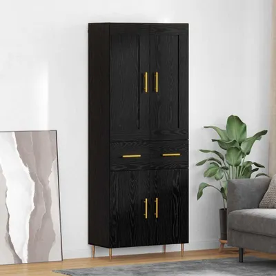 Produktbild von "Winter Sale" Highboard Schwarz Eichen-Optik 69,5 x 34 x 180 cm Holzwerkstoff - Kommoden Design Neu920098