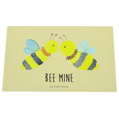 Produktbild von Mr. & Mrs. Panda Schneidplatte Biene Liebe - Gelb Pastell - Geschenk, Glasbrett, Hackbrett, Schneidebrett Aus Glas, Schneidbrett, Glasschneidebrett